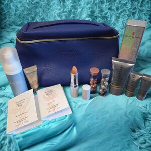 Elizabeth Arden Makeup Bag loaded with Skincare products - Blue